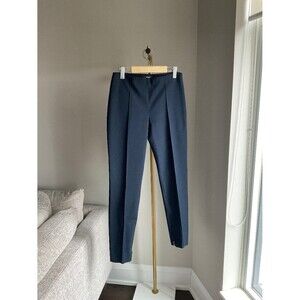 Theory Cotton Ankle-Zip Navy Pants